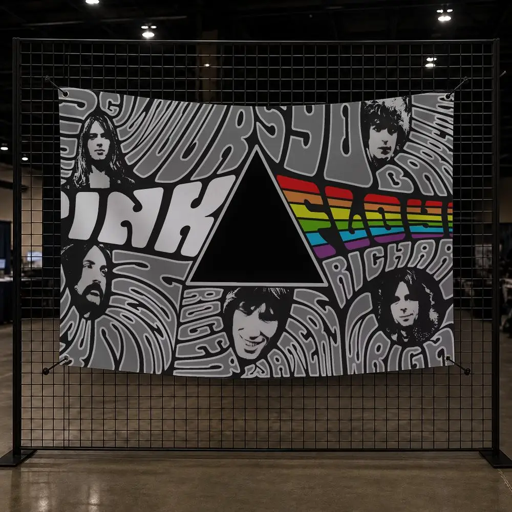 Pink F-Floyd Rock Band Flags Custom Wall Hanging Background Art Banner For Bedroom Home Living Room Outdoor Decor