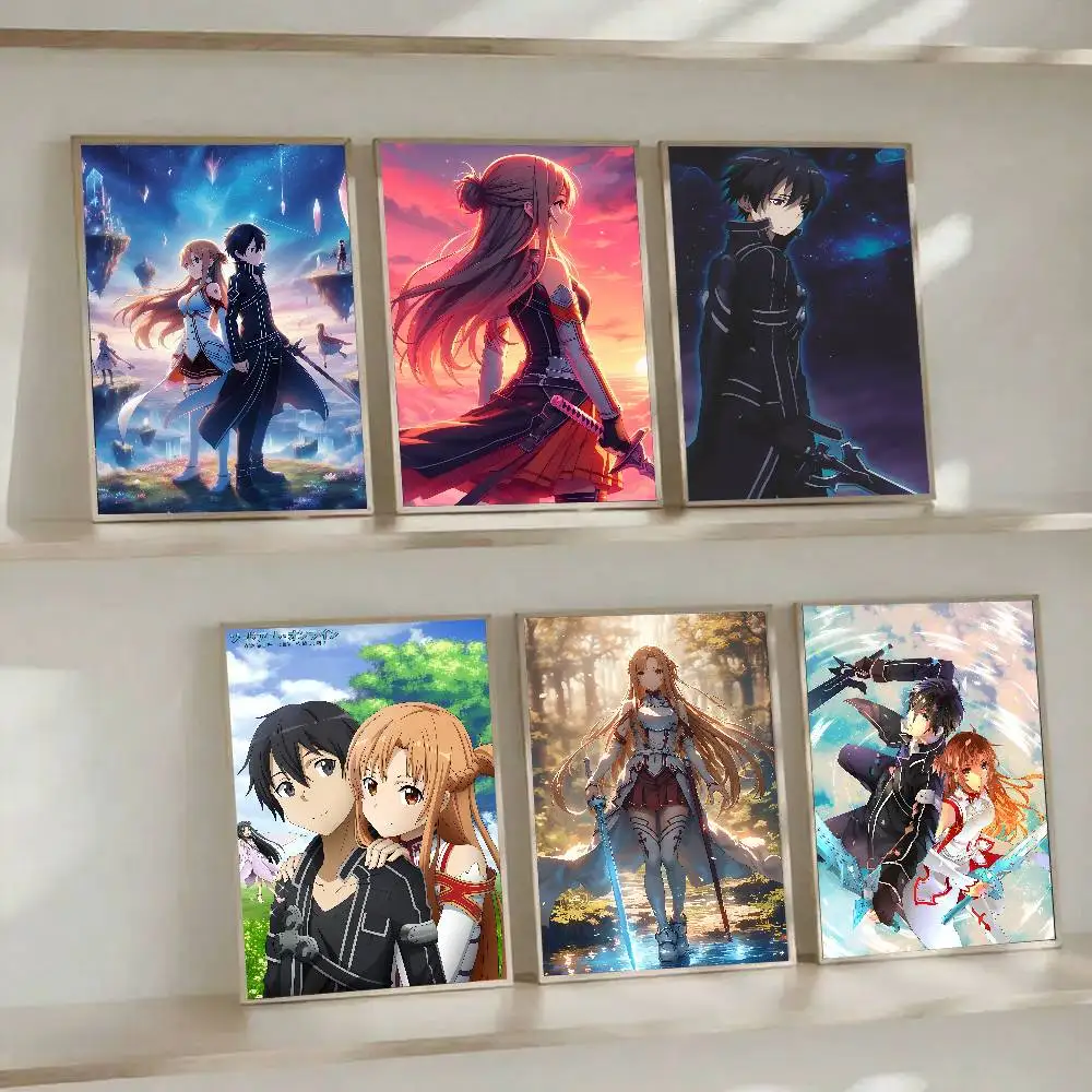 Sword Art Online Anime HD Canvas Painting Kirito Asuna Living Room Decor view 5