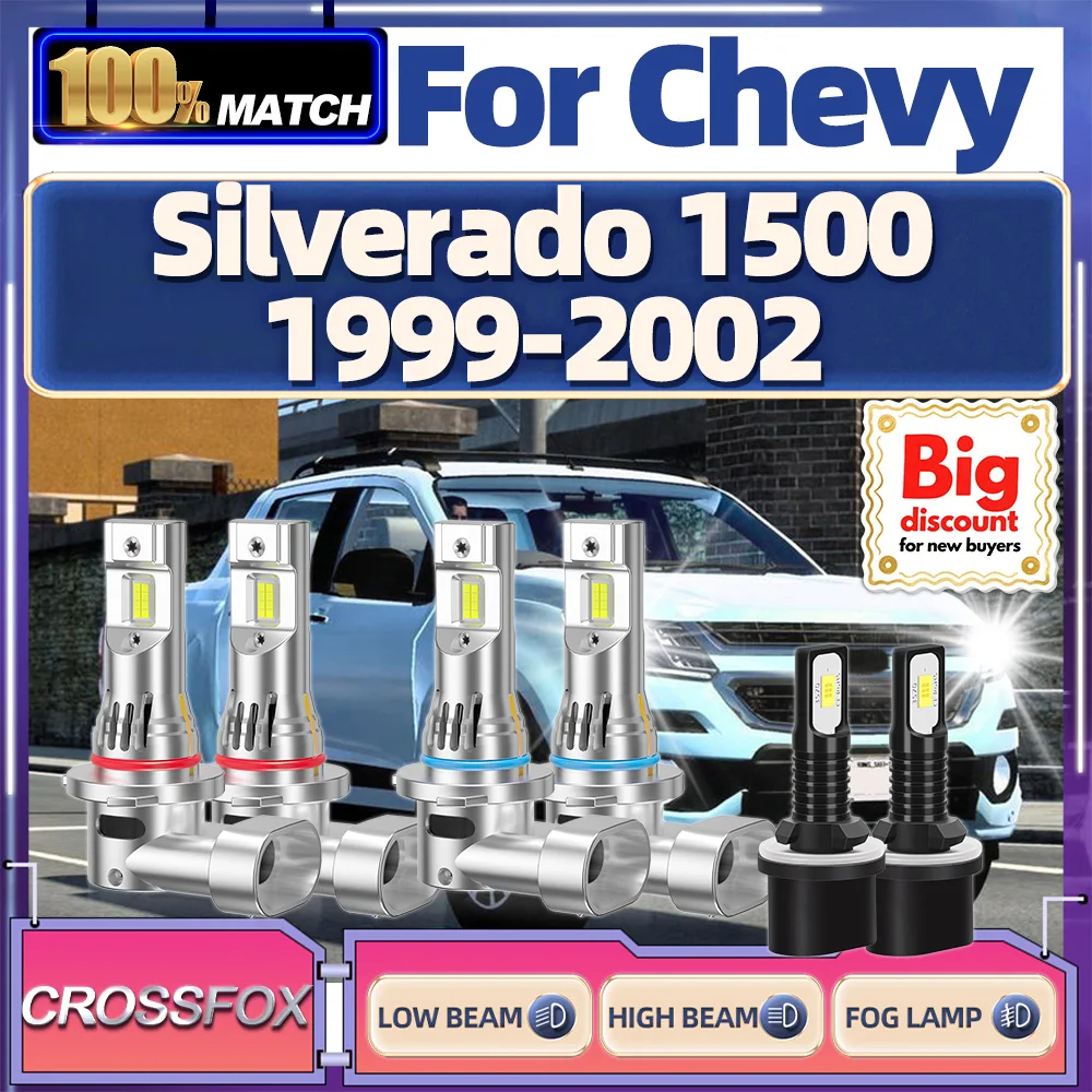 

CROSSFOX【For Chevy Silverado 1994-2006】Hi/Lo Beam Turbo Canbus Car LED Headlight Bulbs Ultra Bright Headlamp Ampoules Fog Lamp
