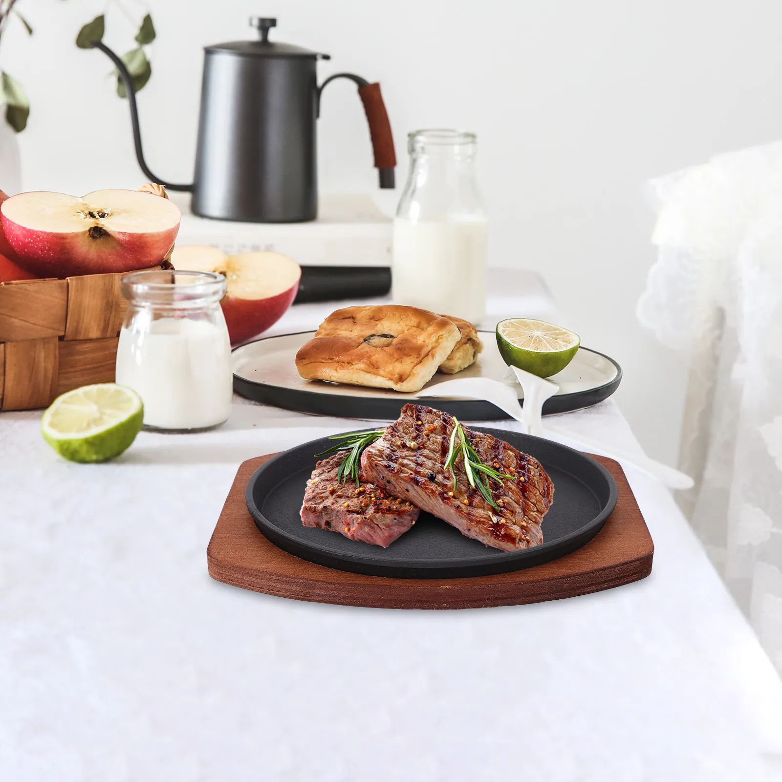 

Чугунная сковорода-гриль для корейского барбекю с антипригарным покрытием, круглая, для индукционных плит и приготовления на открытом воздухе