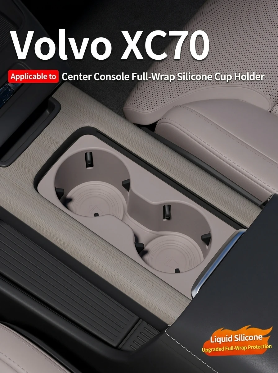 

For 2026 Volvo XC70 Full Wrap Center Console Cup Holder Mat Silicone Storage Box Interior Decor Car Accessories