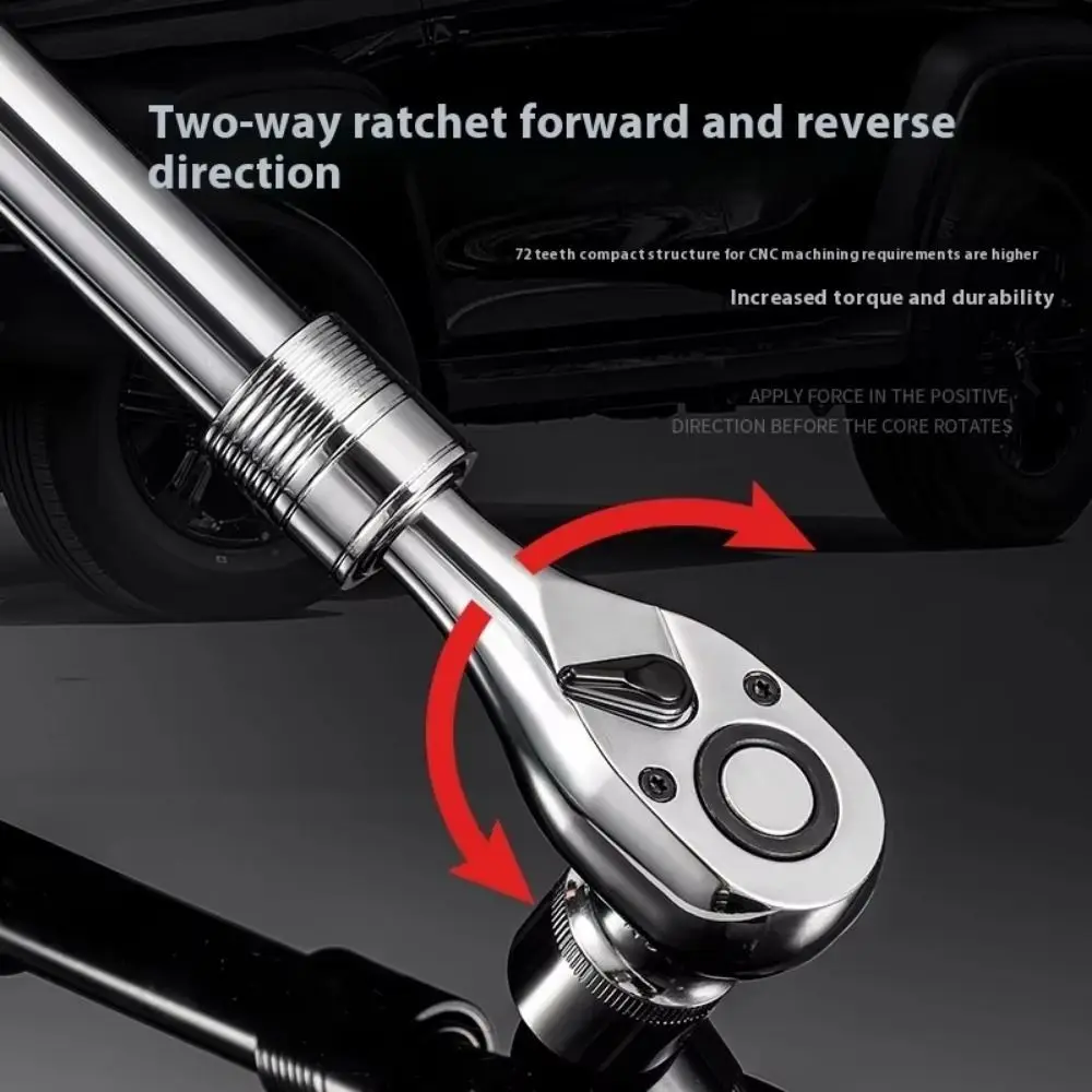 1/4 3/8 1/2 Inch Retractable Ratchet Wrench 72 Teeth Quick-release Socket Wrench Chrome-vanadium Steel Extendable Handle
