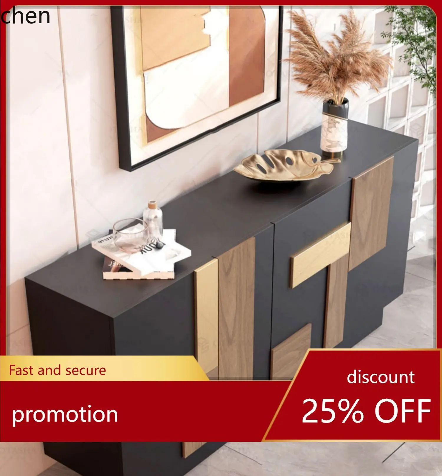 

HT Lacquered Sideboard Cabinet Modern Minimalist Entryway Shoe Cabinet Solid Wood Art Storage Organizer