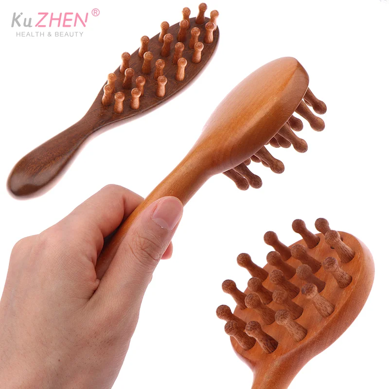 

Многофункциональная древесная терапевтическая массажная расческа, массажер для головы, натуральный сандал, круглый зуб, гуаша, скребковый массажер для тела