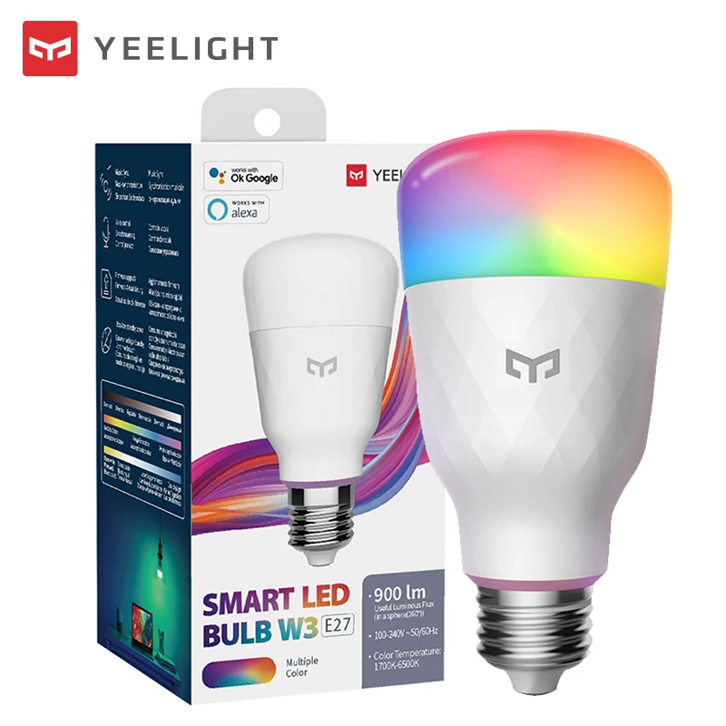 Yeelight Smart LED Bulb W3 Home E27 Color Light Lighting Wifi Remote Control Adjustable Lamp Work with Google Assistant Alexa