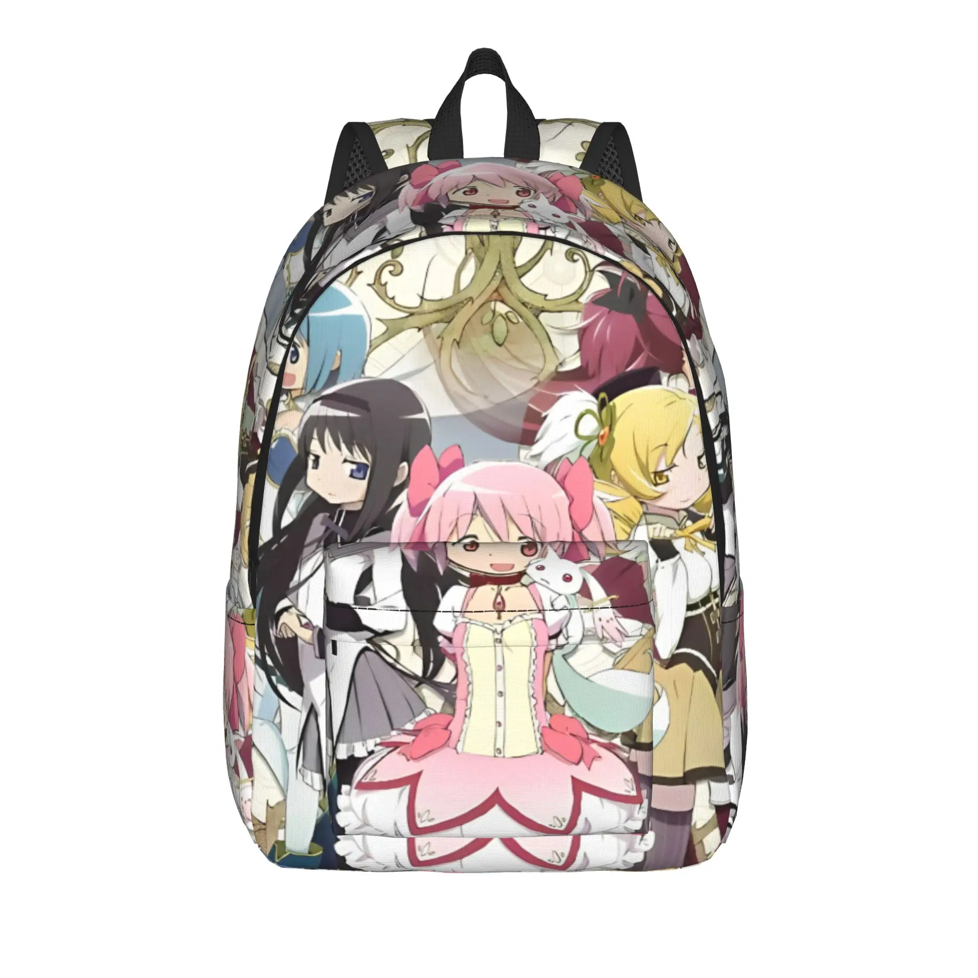 Mochila Juvenil Kyubey Puella Magi Madoka Magica, Mochila Escolar Resistente, Mochila de Anime para Estudiantes, Hombres y Mujeres, Bolsa de Hombro Universitaria