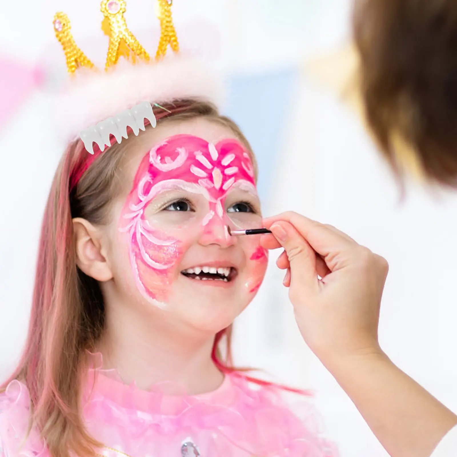 2Pcs Mini Teeth Hair Clip DIY Kit Halloween Tooth Fairy Hairpin Material Set Plastic Metal Adhesive Bar for Party