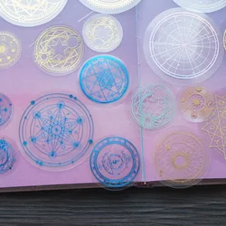 28pcs Gold Silver Blue Mysterious Magic Array Style PVC Sticker Scrapbooking DIY Gift Packing Seal Label Decoration Tag