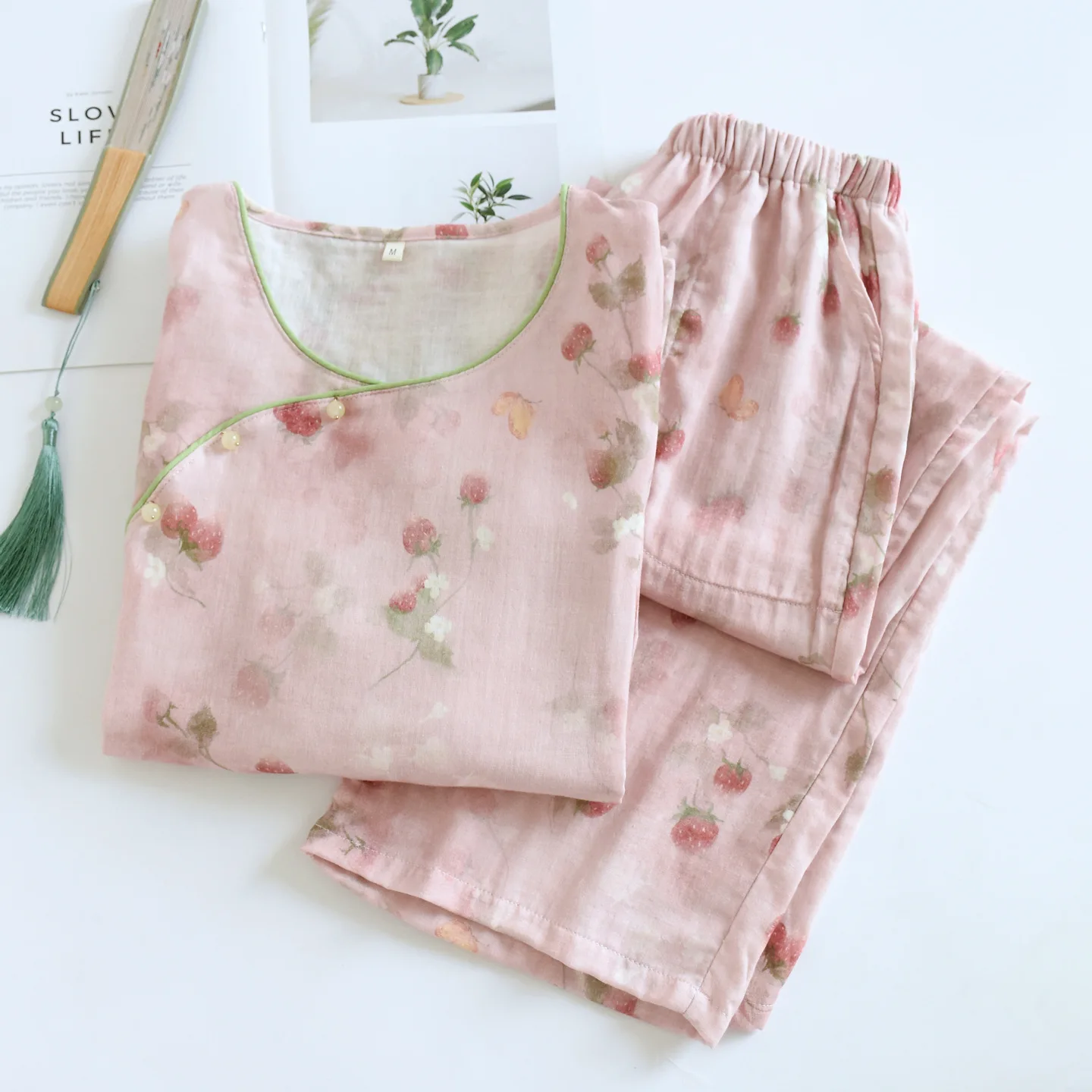 Autumn Women's Pajamas Long Sleeve Pullover Trousers Two-piece Homewear Set Cotton Pyjama Femme Nightwear Sleepwear