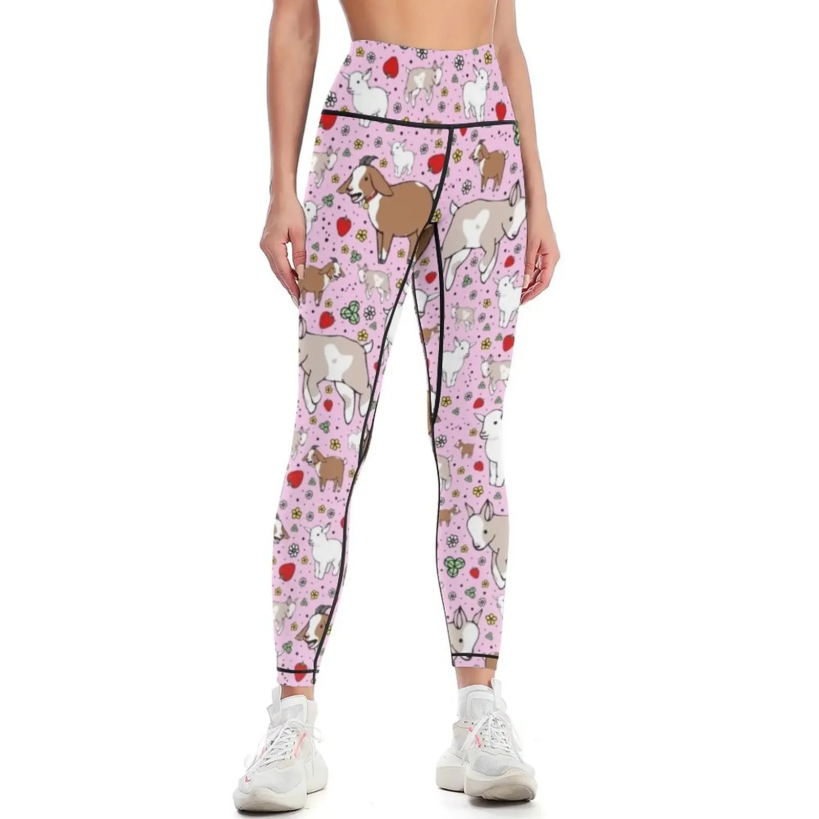 

Goats in Pink Leggings legings for fitness legging gym sports shirts gym trousers Womens Leggings