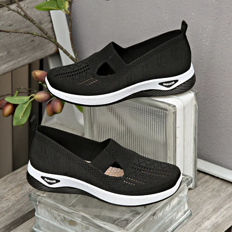

Women's shoes breathable and comfortable single shoes for middle-aged and elderly mothers, soft soled casual mesh shoes