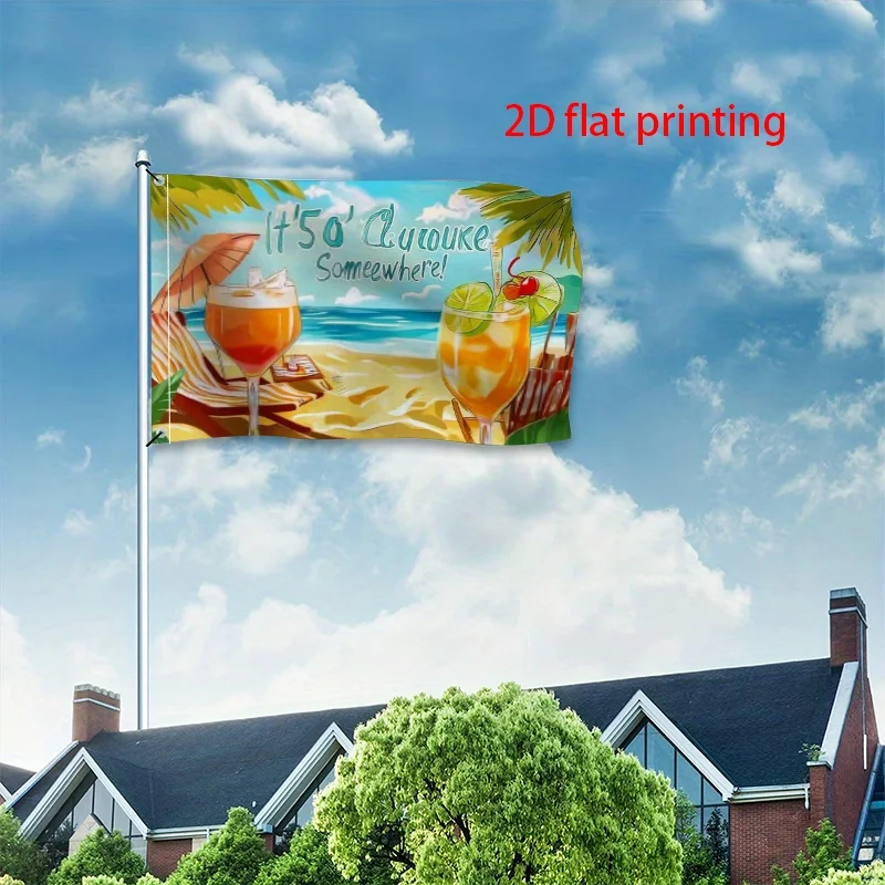 Tropical Beach Flag Always 5 OClock Somewhere Garden Outdoor Decor Polyester 59x35 Inch