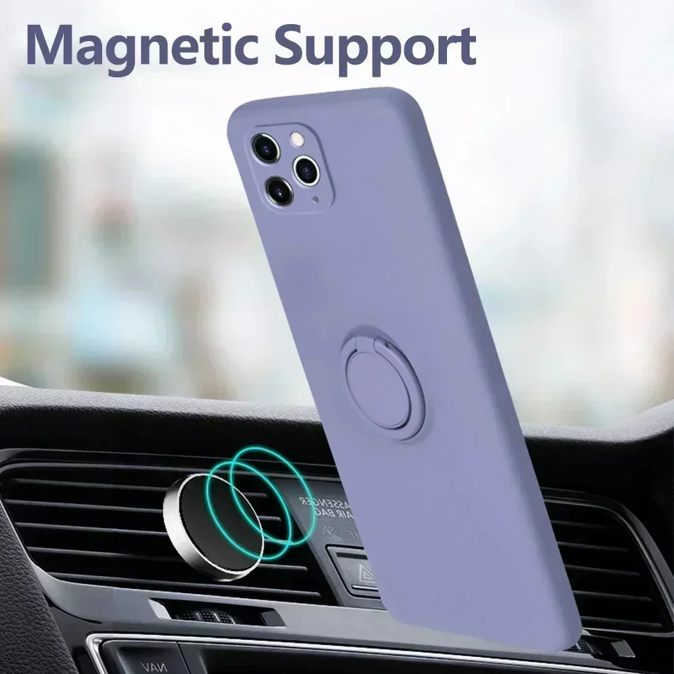 Liquid Silicone Finger Ring Magnetic Holder Bracket For iPhone  14 13 12 11 Pro Mini  Phone Case image 4