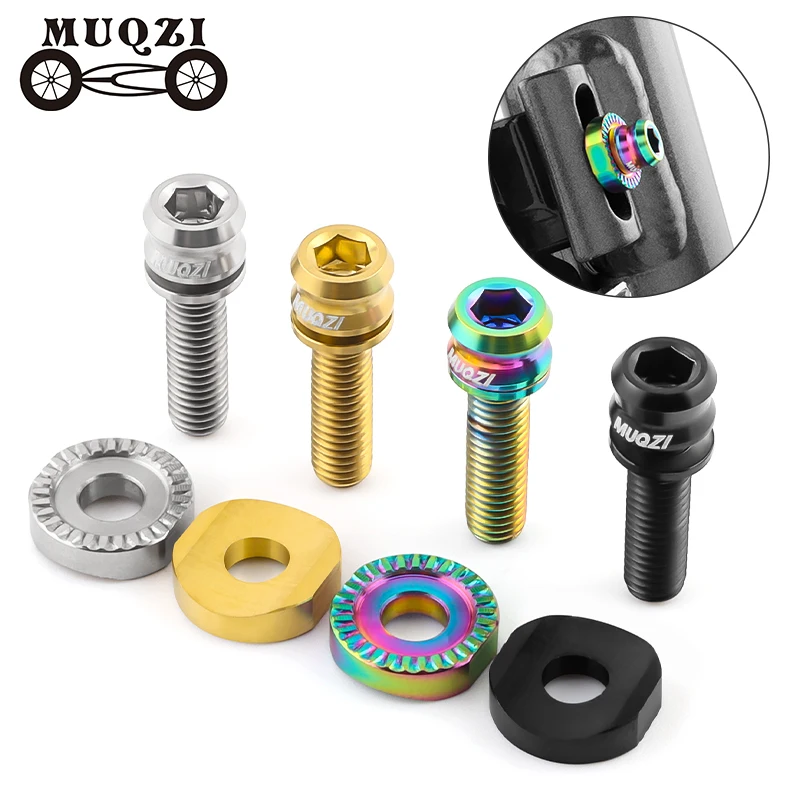 MUQZI M5x17mm Front Derailleur Titanium Bolts Road Bike Front Shifter Clamp Ultralight Screw with Washer Bicycle Bolt