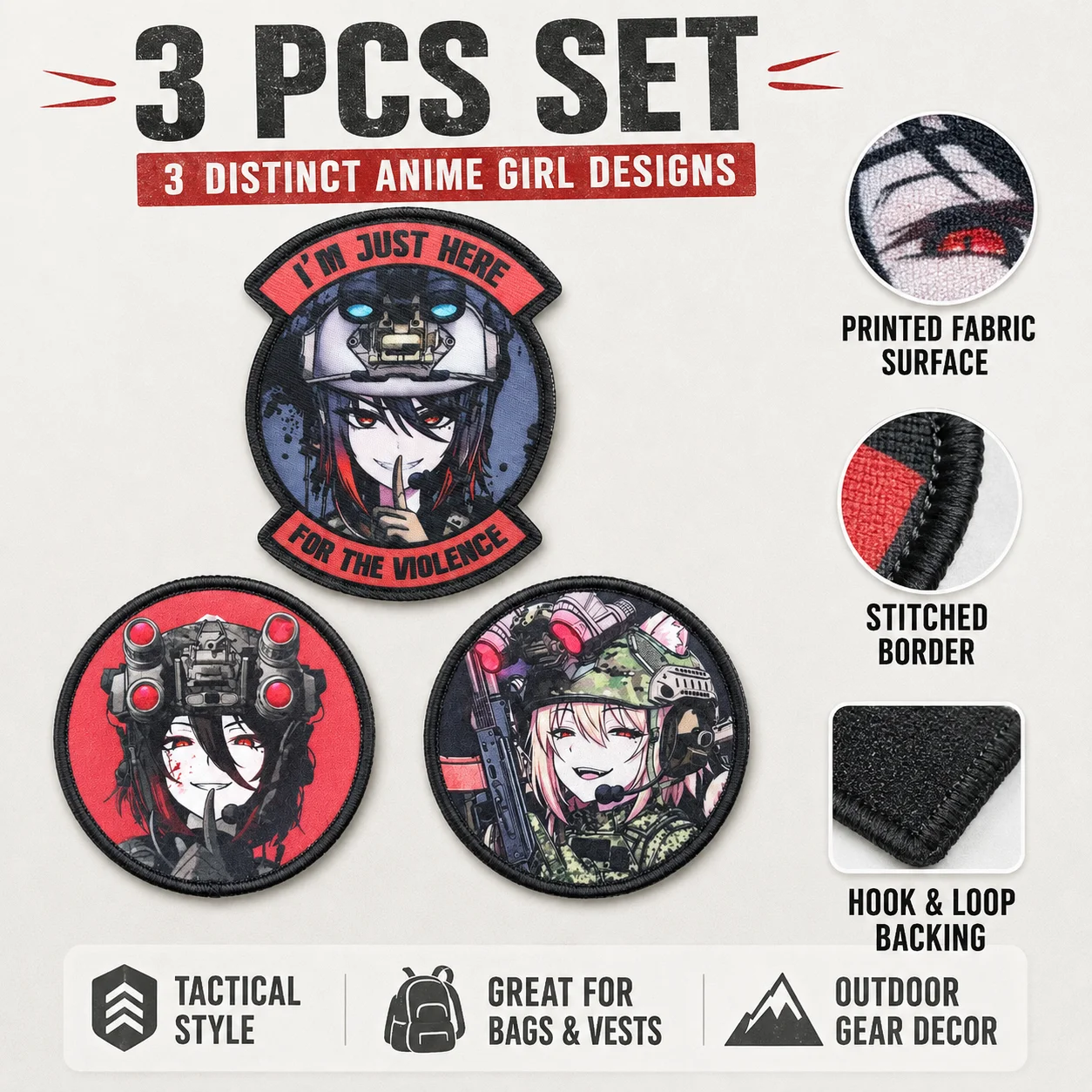 3 Stück Anime-Mädchen-Patch, t – Patch Morale Tactical Military Hook Loop Bewertung und Preis