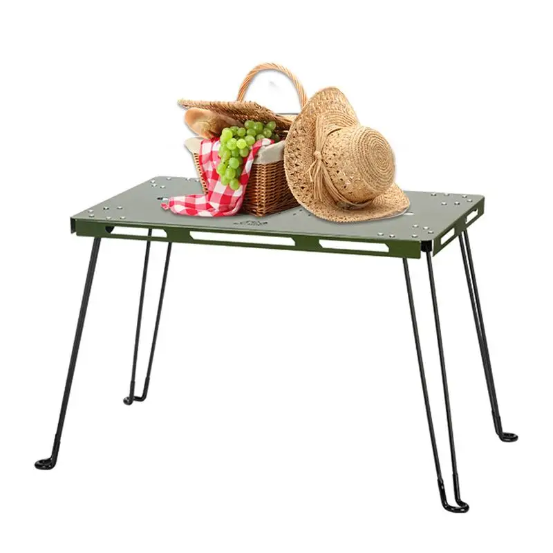 Stainless Steel Foldable Table No Assembly Sturdy Small Folding Desk Portable Camp Picnic Party Dining Heavy Duty