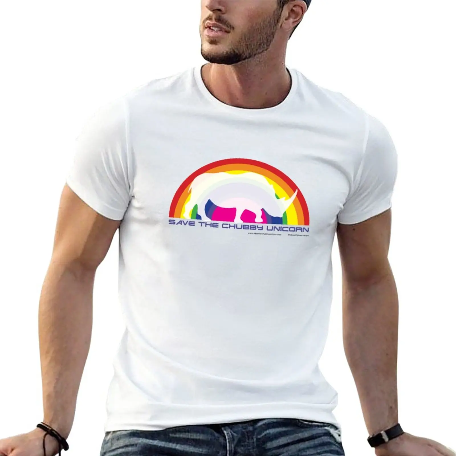 

Save The Chubby Unicorn Rainbows T-Shirt summer top graphics summer clothes mens clothing