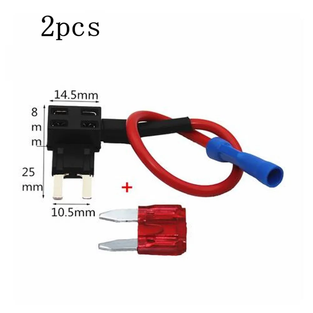 12V Mini Blade Fuse Holder with Dual Sockets Enhanced Automotive Protection System with 10A Fuses and Crimp Connectors