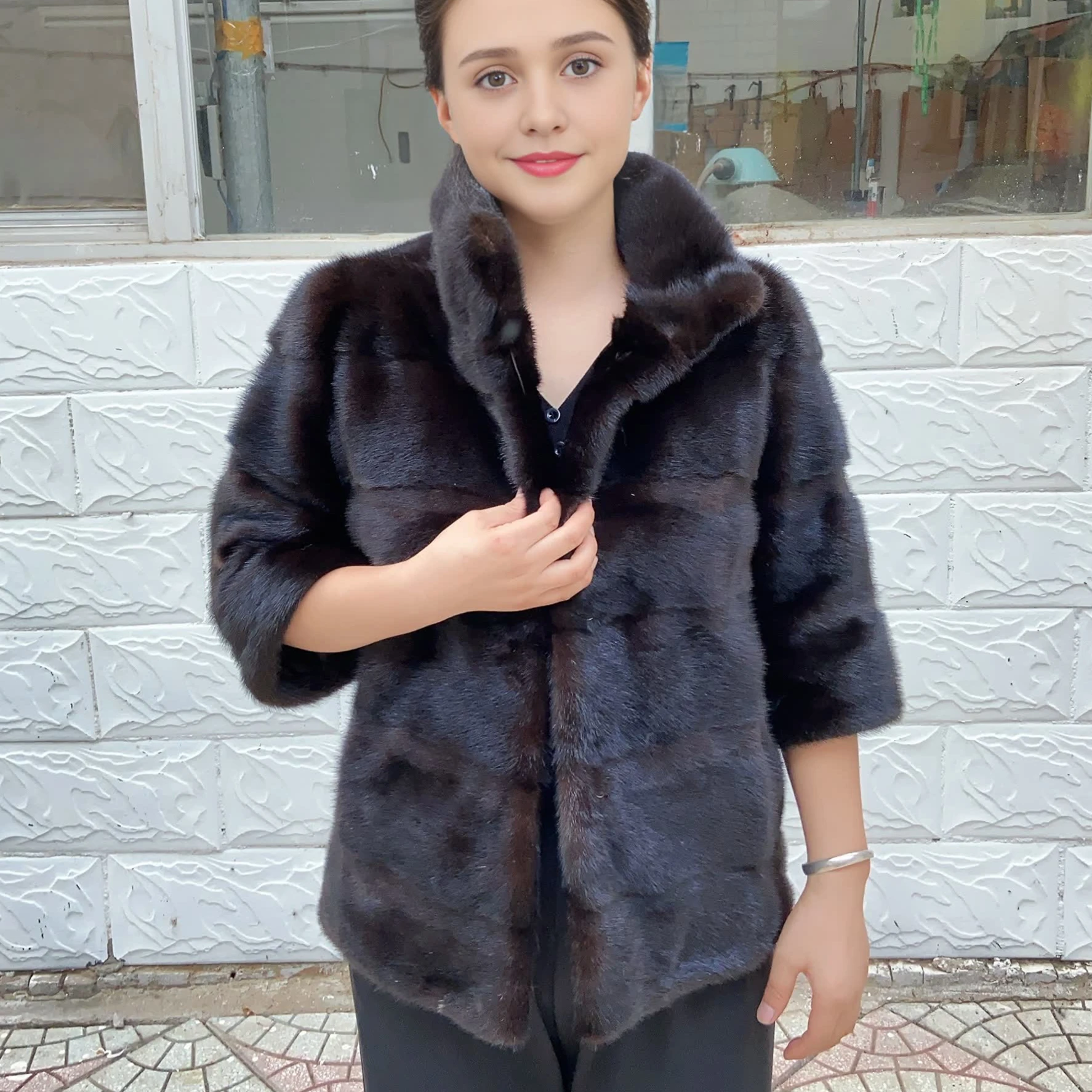 Fancy Rani Natural Real Mink Fur Coats For Luxury Women's Short Style Winter Fashion Coat Outerwears Leather & Fur Clothing