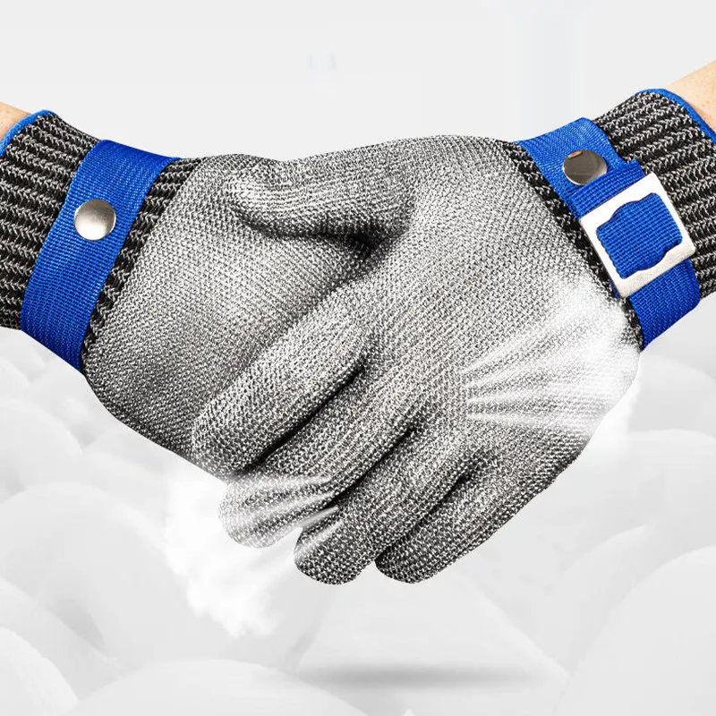 Металлические перчатки с защитой от порезов, защитные от порезов, устойчивые к ударам, проволока из нержавеющей стали, металлическая сетка, защитные перчатки для мясника, устойчивые к порезам