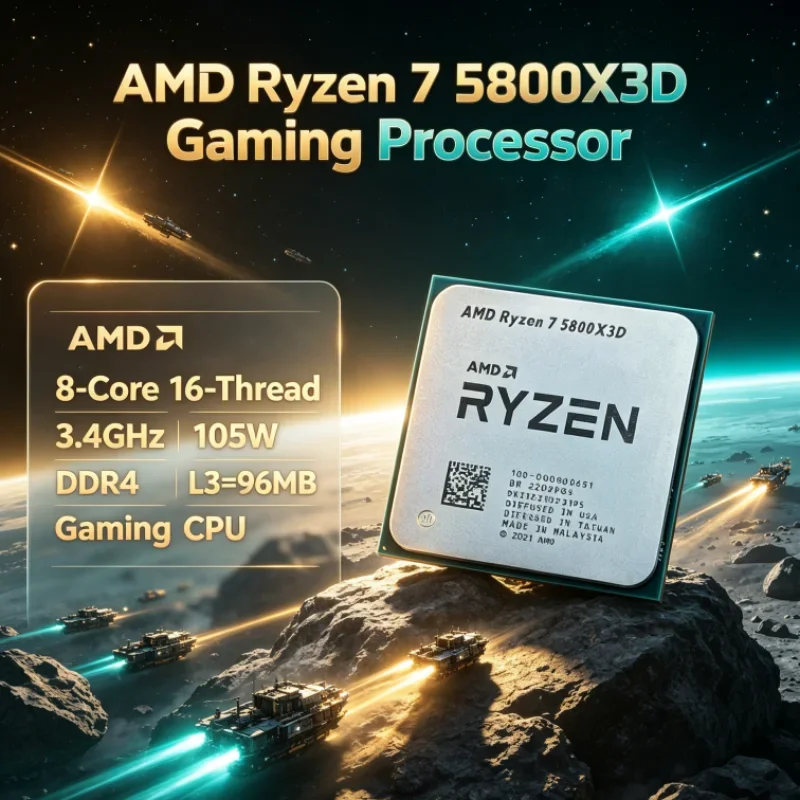 AMD R7 5800X3D 96 MB CPU Processor DDR4 Ryzen 7 3.4 GHz 7nm 105W Gaming Processor 8-Core 16-Thread for Design