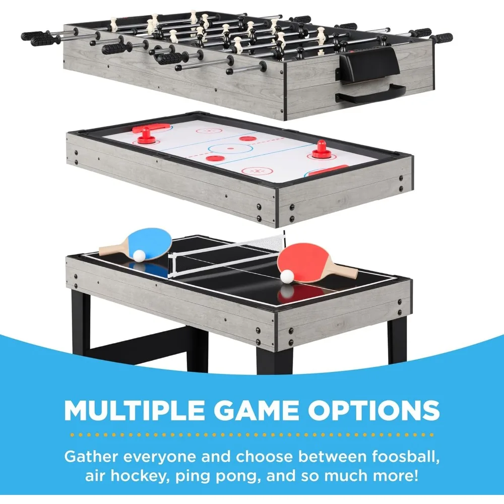 2x4ft 10-in-1 Combo Game Table Set for Home, Game Room, Friends & Family w/Hockey, Foosball, Pool, Shuffleboard