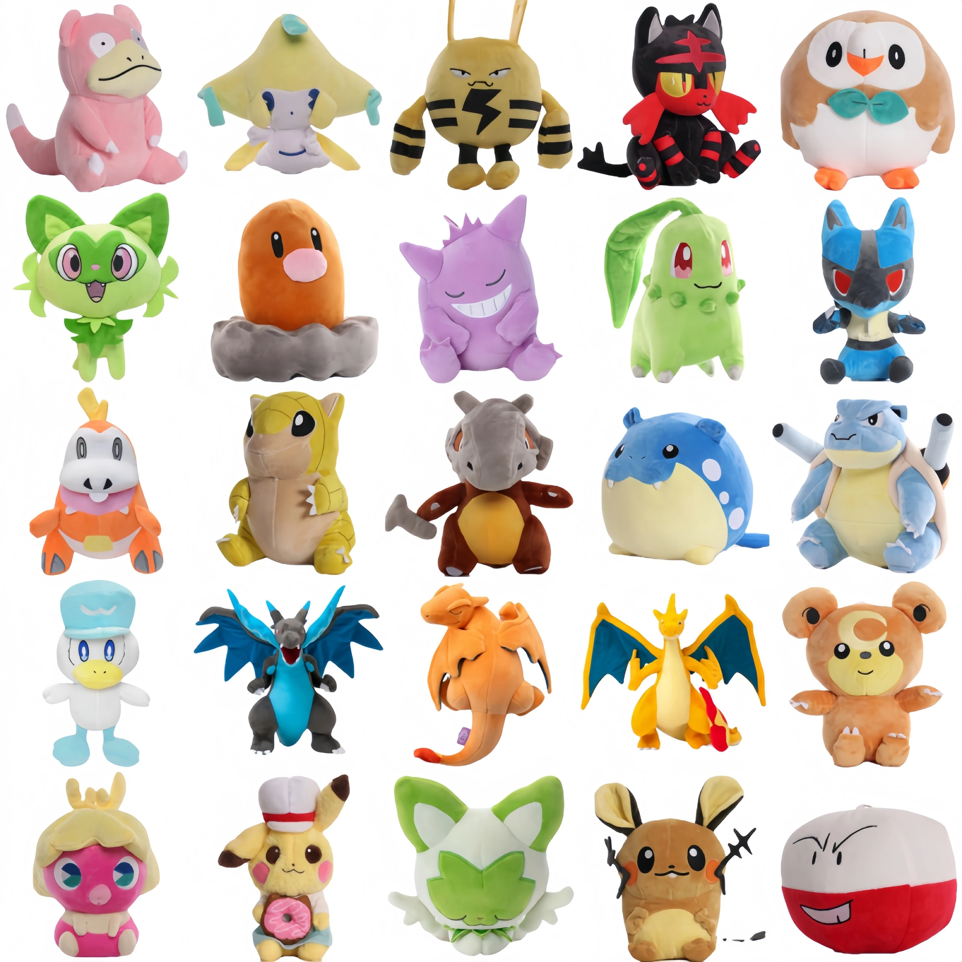

Pokemon Jirachi Plush Smoochum Pikachu Cubone Toys Genger Blastoise Peluche Sprigatito Rowlet Chikorita Electrode Stuffed Doll