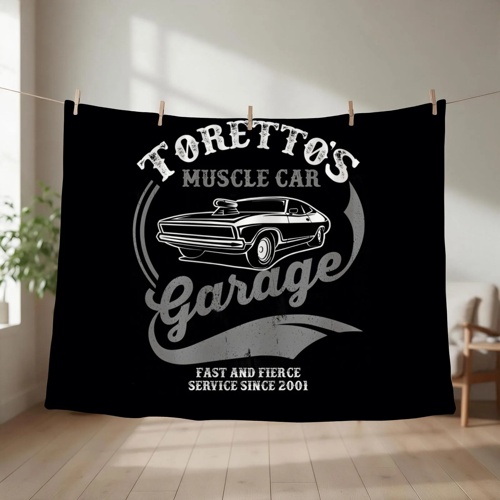 Toretto&x27;s Muscle Car Garage Classic \t\t Throw Blanket couch cozy soft plush fuzzy picnic outdoor blanket