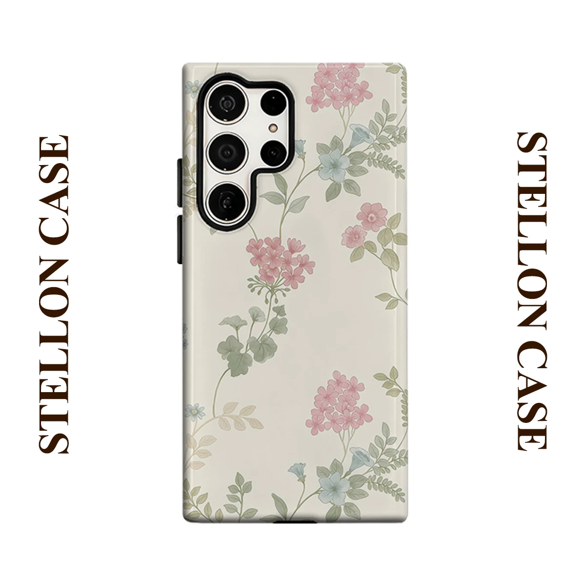 Vintage Floral Vines Phone Case for Samsung Galaxy S25 Ultra S24 S23 Ultra Plus Glossy Double-layer Back Cover