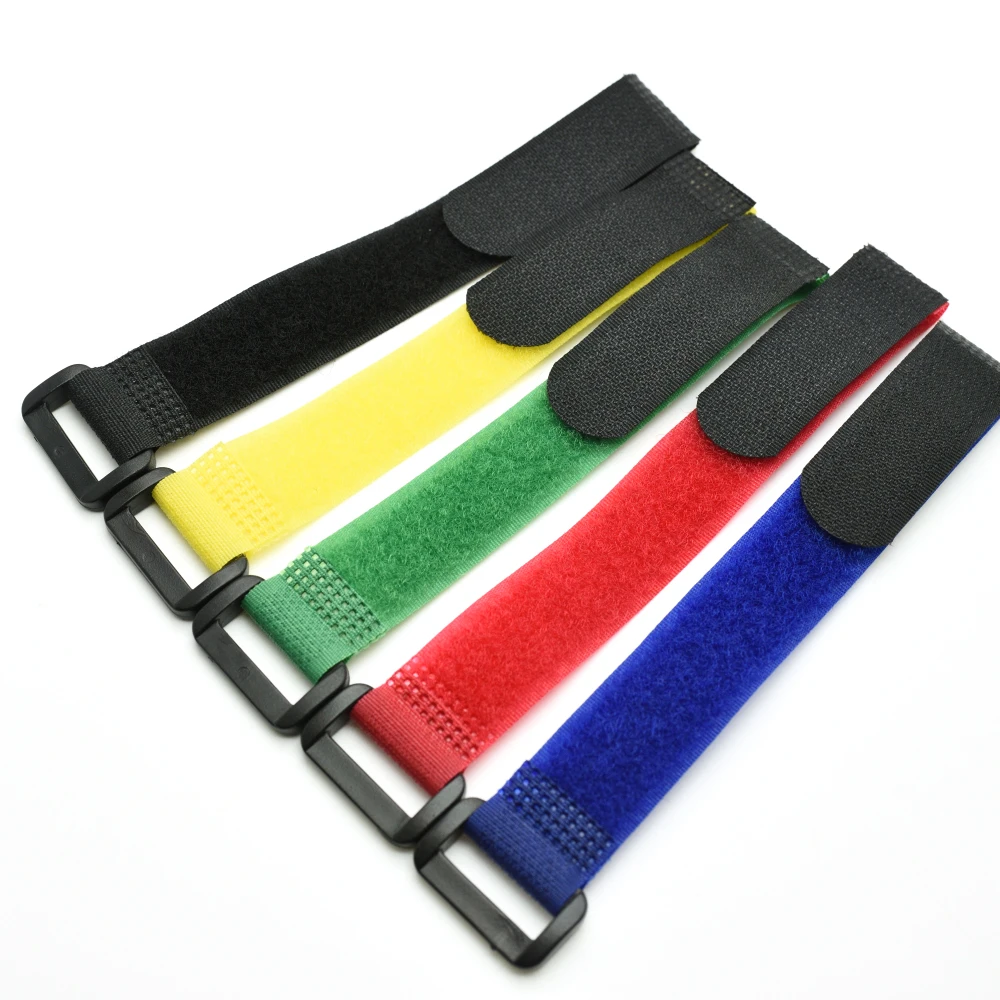 5 pz/pacco Magic Tape Stick fascette per cavi modello cinghie filo con batteria bastone fibbia cintura fascio fascetta gancio e anello di fissaggio