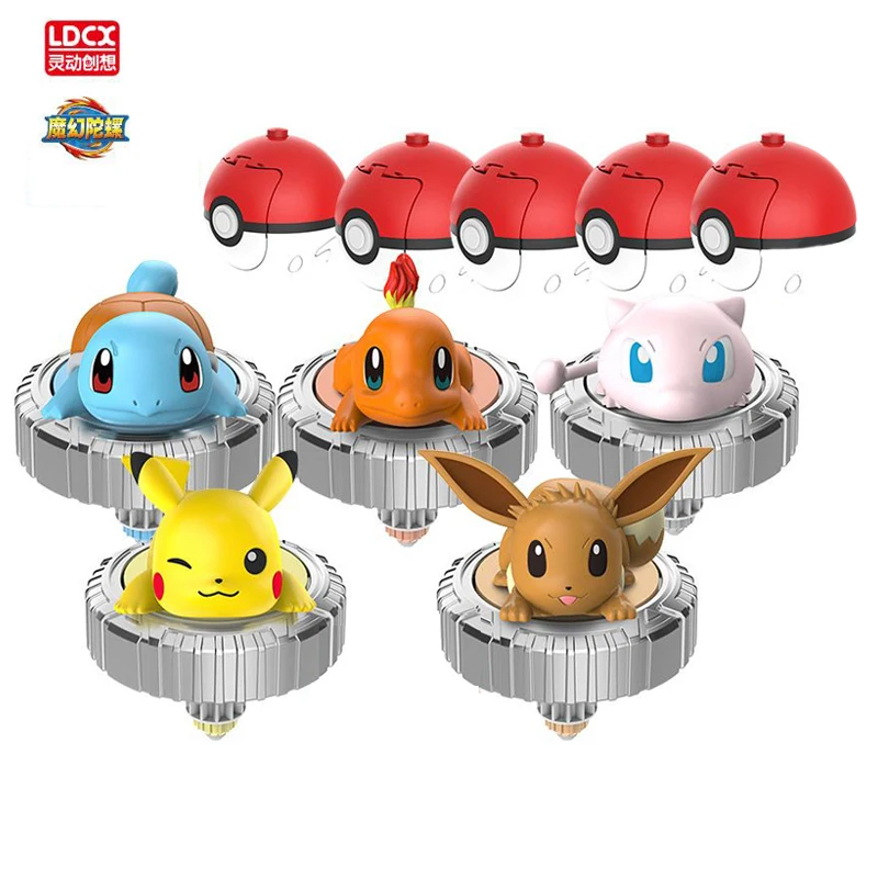 Genuine Pokemon Ball Battle Gyro Toy Pikachu Charmander Mewtwo Pocket Monsters Action Figure Toys Children's Birthdays Gift