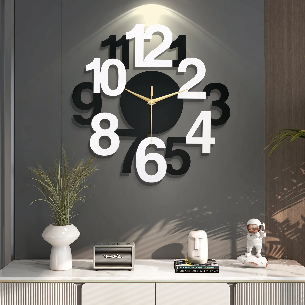 Fashionable Light Luxury Modern Metal Creativity Home Living Room Bedroom Kitchen Restaurant Mute Wall Clock Modern Design