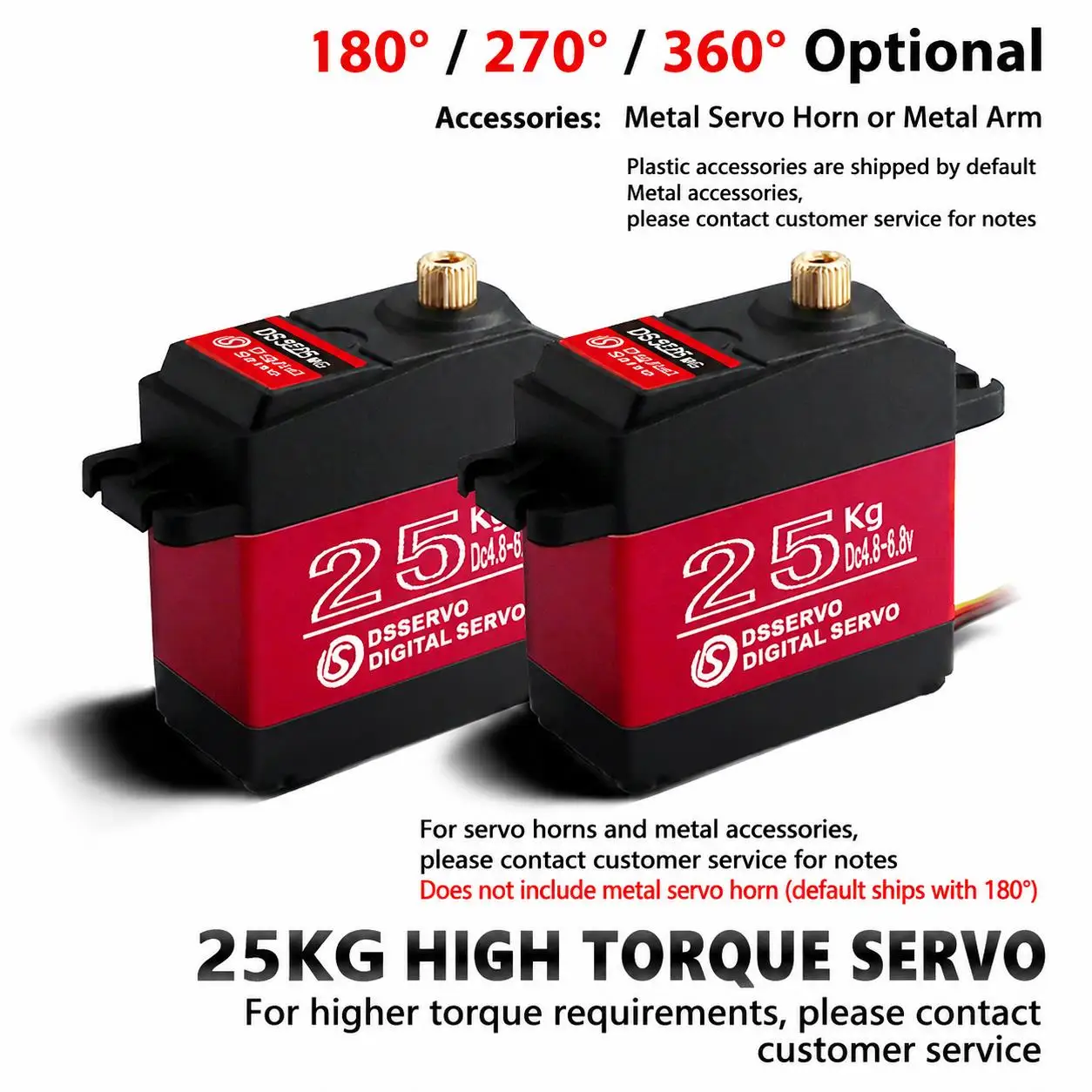 DS3225MG 25KG Digital Servo Waterproof IP66 Anti-burn Full Metal Case High Torque RC Servo for 1/10 RC Crawler Robot