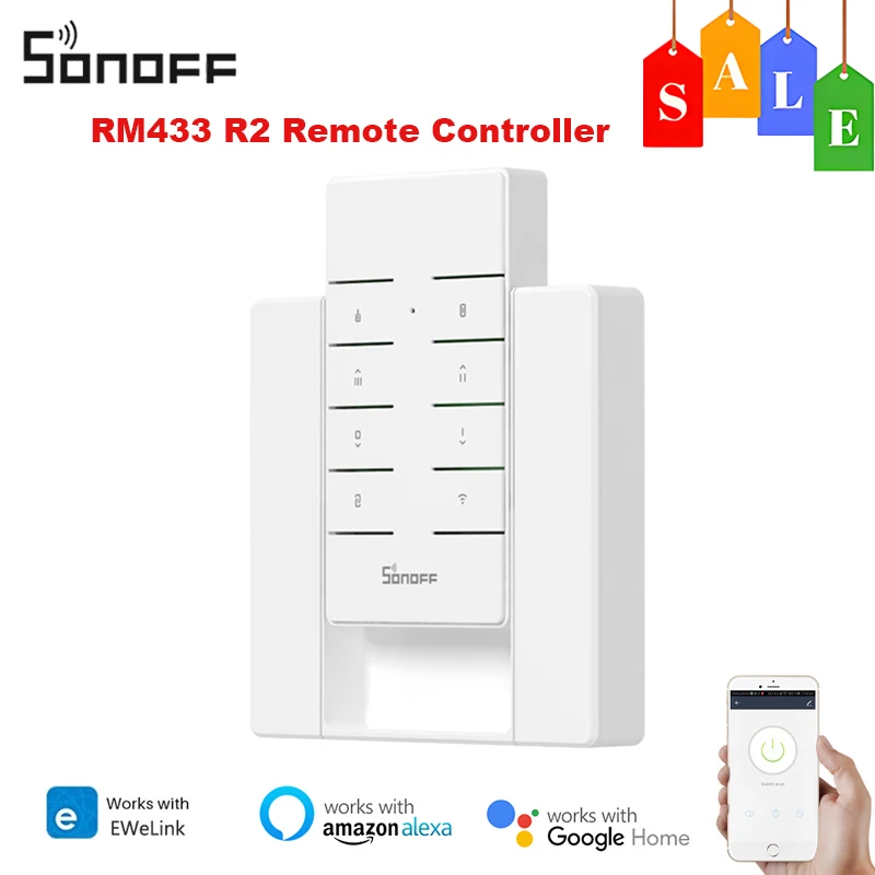 SONOFF RM433 R2 Remote Controller 8 Button RF Remote One Key Pairing Works With 433Mhz Sonoff Smart Home Switches Via eWeLink