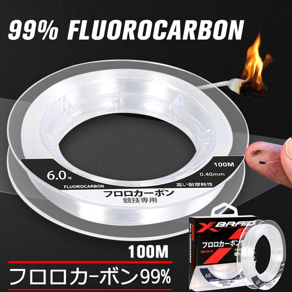 99% Fluorocarbon Fishing Line 100M Clear White Japanese Carbon Fiber Line 1-25kg Monofilament Sinking Line Sea fishing Carp