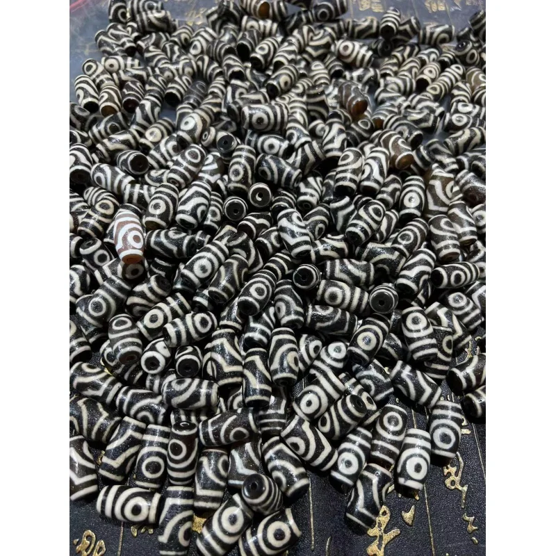 Two-Eye Tibetan Style Tibet Beads Factory Wholesale High-Oil Coated Pulp Weathering Delicate 25mm Black and White to Pure