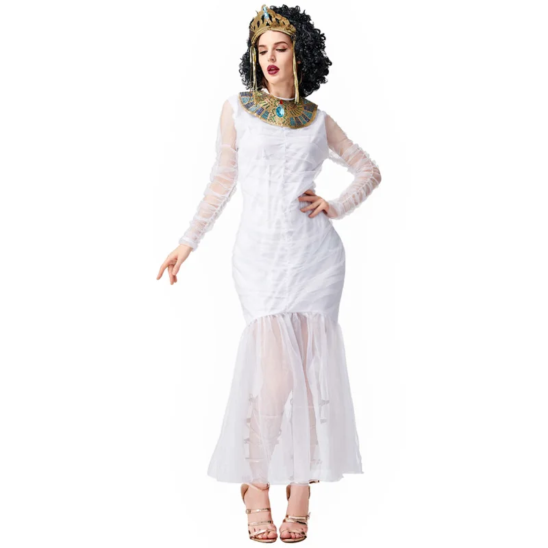 Halloween Ancient Roman Princess Fishtail Long Dress Adult Vintage Greek Goddess Cosplay Costumes Carnival Masquerade Clothing