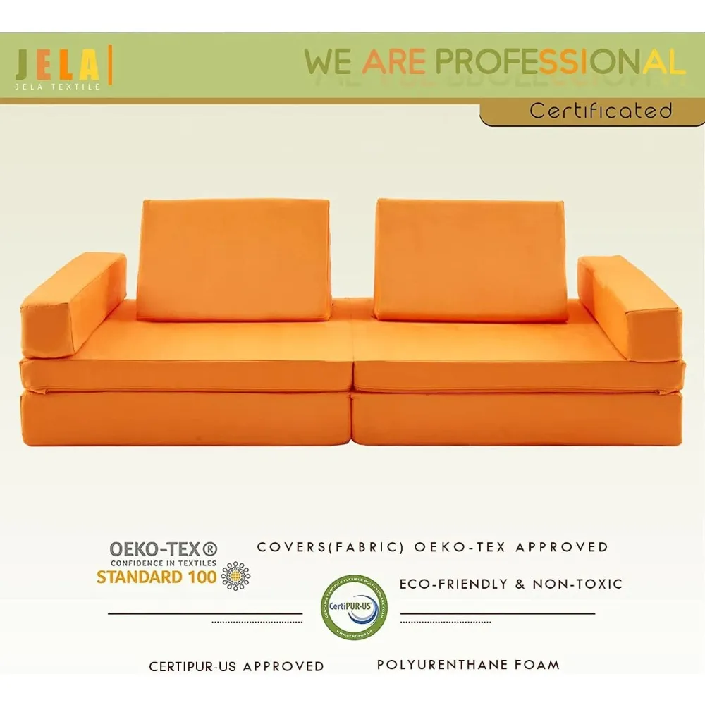 Sofá extendido para niños de tamaño familiar, juego de sofás modulares de 8 piezas para jugar y comodidad, ideal para niños pequeños y adultos