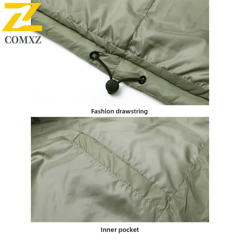 COMXZ Men Parker Coat Trendy Brand Ski Street Warm Windproof Casual Travel Cotton Padded Jacket Windproof Snow Puffer Jackets