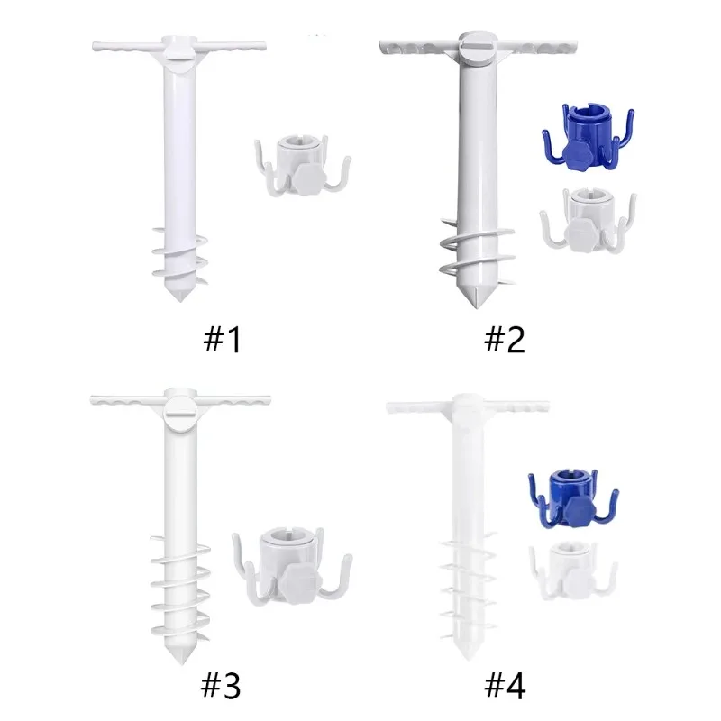 Beach Umbrella Stand And Holder with Spiral Ground Anchor Plug Outdoor Travel Accessory with Hook Inserts for Beach Equipment