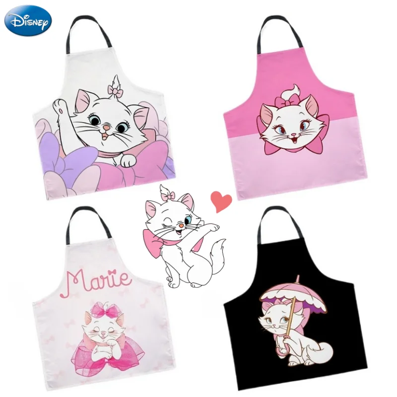 

New Disney Marie Anime Peripherals Creative Personality Cartoon Cute Print Home Kitchen Oil-proof and Dirt-Resistant Aprons.