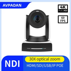 4K 30X Optical Zoom 60fps PTZ Camera with AI Smart  Tracking HDMI SDI USB POE NDI Video conference online Church live cam