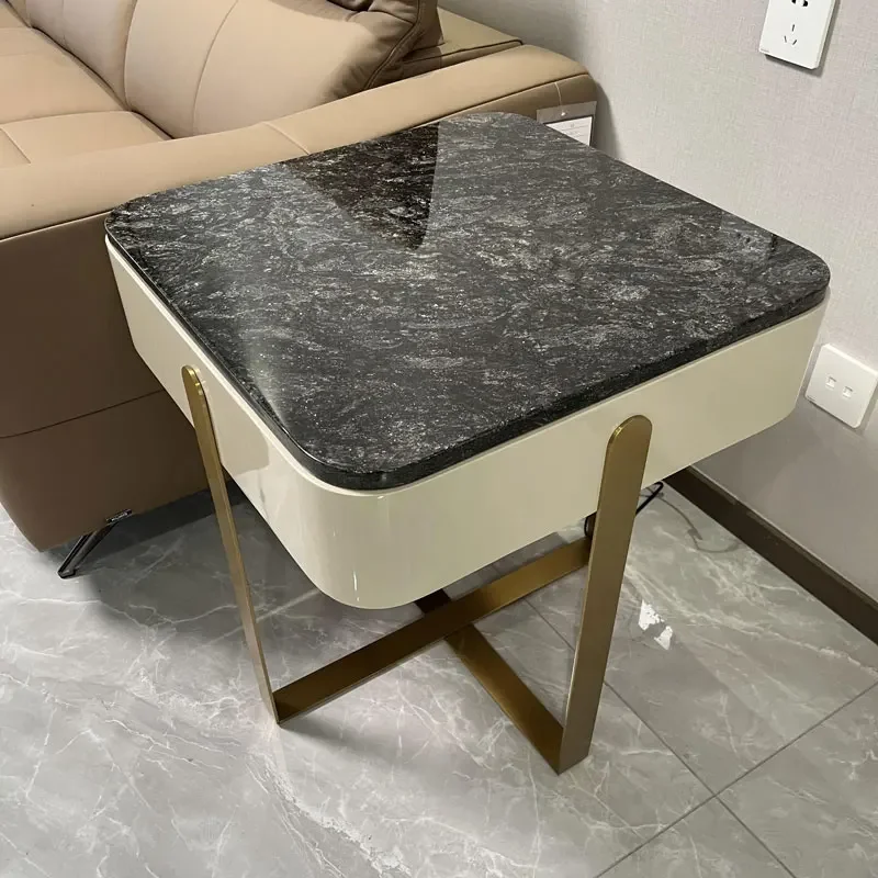 

Light luxury solid wood marble corner table