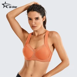 Syrokan feminino underwire treino de alto impacto correndo racerback suporte sutiã esportivo