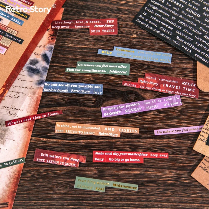 1pack/4pcs Gold-Foil English Phrase Stickers, Elegant Short Sentences for Hand Account Decoration Card Making