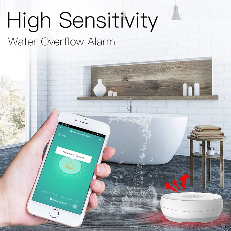 2025 New Arrival Smart Home Zigbee Wireless Water Leak Detector Sensor Work with Smart Life Tuya APP