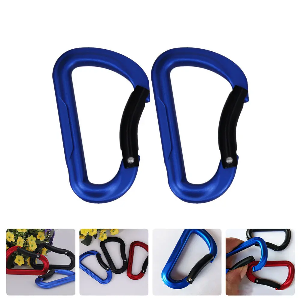2Pcs D Shaped Outdoor Carabiner Clips Made of High Strength Aluminum Alloy Multi Functional Key Chains Heavy Duty Quick Link