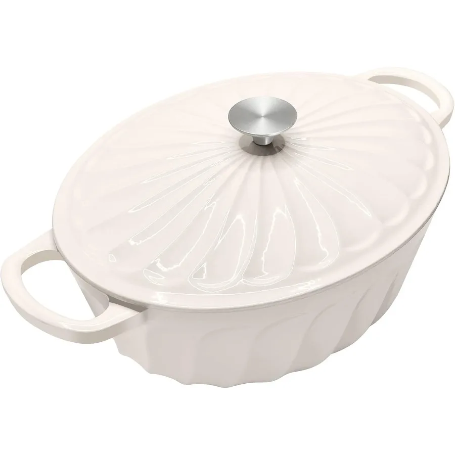 

Эмалированная овальная голландская духовка с крышкой Чугунная голландская духовка 7QT с двойными ручками для приготовления хлеба, выпечки, жарки, антипригарная эмаль