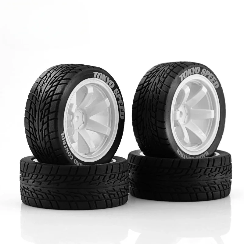 Ruedas de carreras de rally RS RC 1/10 RC, neumáticos de goma para coche de carretera, hexagonales de 12mm para HPI KYOSHO Tamiya XV02 XV01 TA06