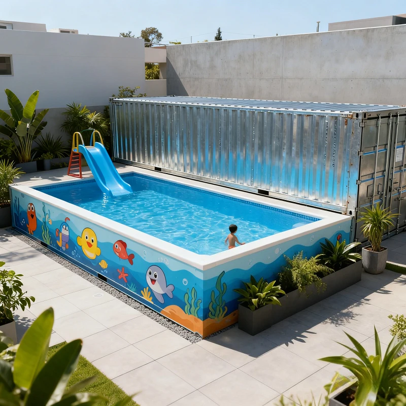 Customized 20ft Wooden Container Fiberglass Pool Rectangular Above Ground Family Garden Pool